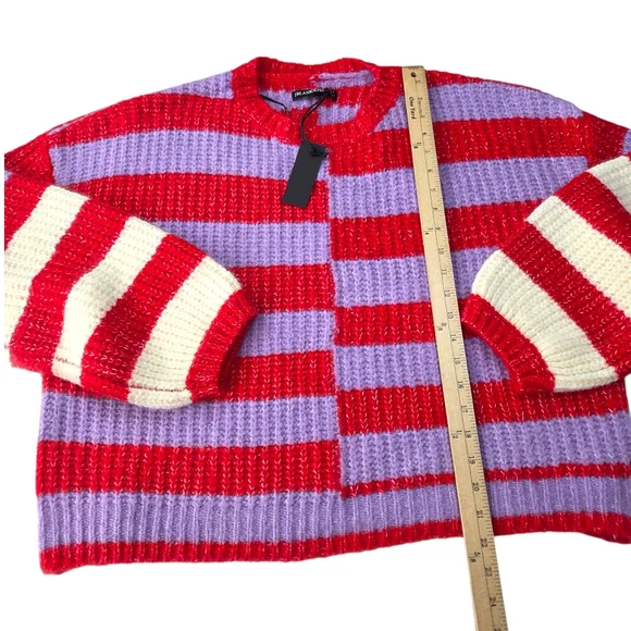BLANKNYC Good Mood Sweater NEW Striped Pullover Womens XL Red Pink Revolve - Picture 8 of 11